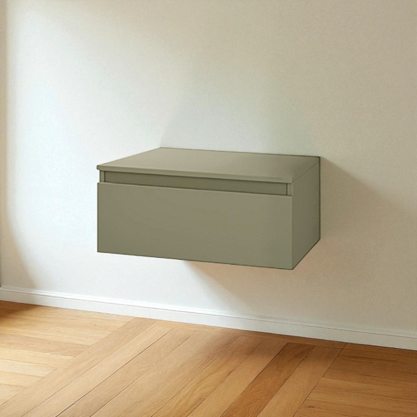 Cassetto bagno 60 cm NILYA sospeso in nobilitato Tortora Opaco
