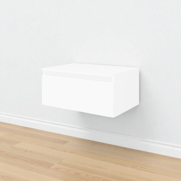 NILYA 60 cm suspended bathroom drawer in melamine-faced chipboard Glossy White
