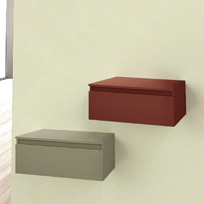 NILYA 80 cm suspended bathroom drawer in melamine-faced chipboard – Matte Rust