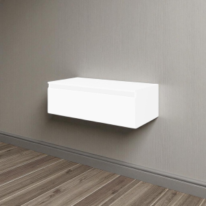 NILYA 100 cm suspended bathroom drawer in melamine-faced chipboard – Glossy White