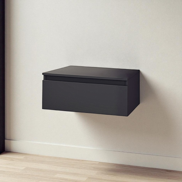 NILYA 80 cm suspended bathroom drawer in melamine-faced chipboard – Matte Graphite