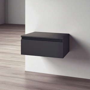NILYA 60 cm suspended bathroom drawer in melamine-faced chipboard Matte Graphite