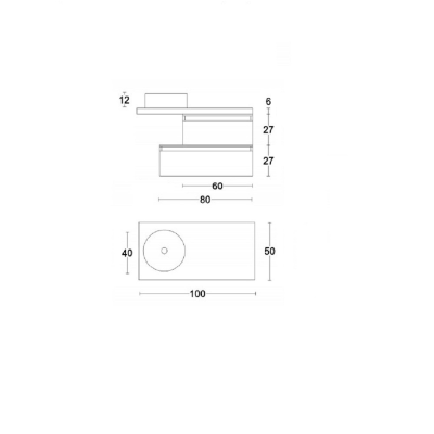 Suspended bathroom furniture with round washbasin and marble effect top 100 with 2 graphite and white modules