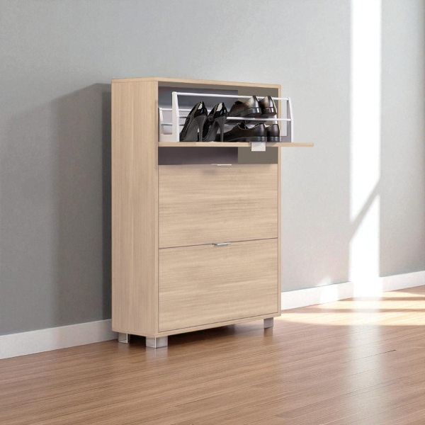 Schuhregal mit 3 Falttüren aus Olmo Perla-Holz 76x118h cm