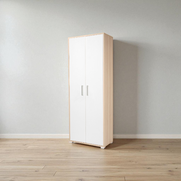 Großes 2-türiges Schuhregal aus Holz mit Regalen, 70 x 189 h cm, Tür aus weißer Esche aus Eiche