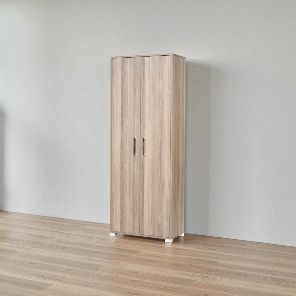 Large 2-door wooden shoe rack with shelves 70x189h cm Gray Larch