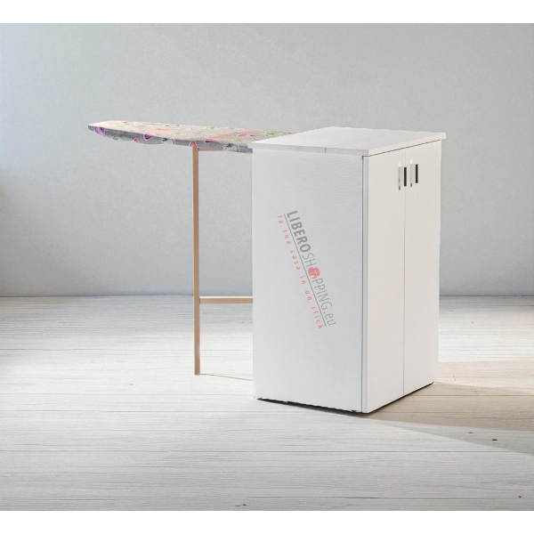 Mobile asse da stiro JOLLY in legno multiuso con ante BIANCO