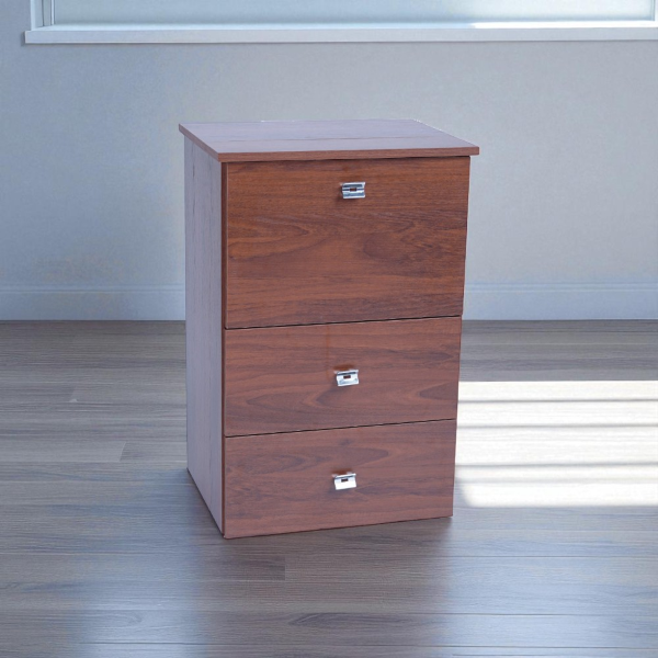 Retractable ironing board cabinet in walnut wood 55x85h cm with 1 door and 2 drawers