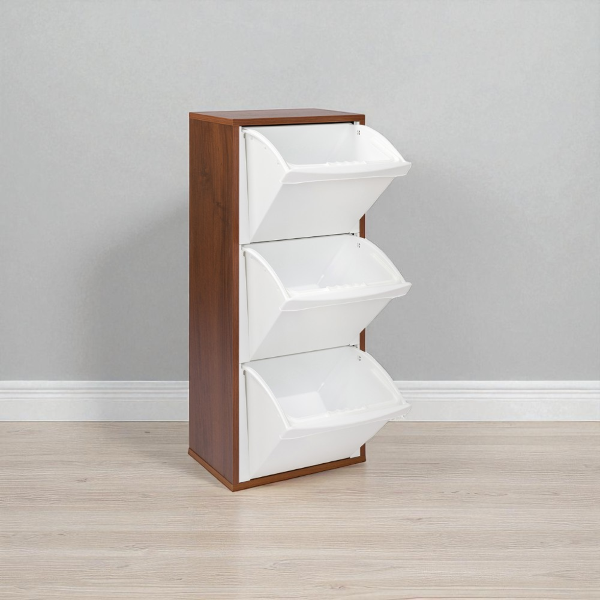 Mobile in legno per raccolta differenziata a 3 vani 40x101h cm NOCE