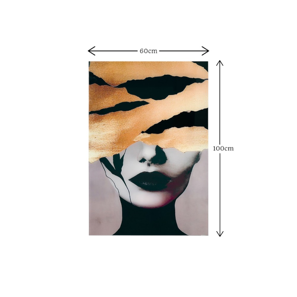 Quadro in vetro temperato 60x100 cm moderno - Donna misteriosa