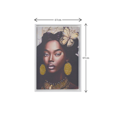 Quadro su tela con cornice moderno 67x97 cm con ritratto di donna africana