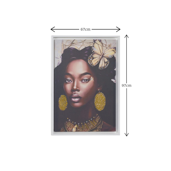 Quadro su tela con cornice moderno 67x97 cm con ritratto di donna africana