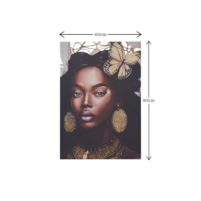 Quadro moderno verticale su tela 60x90 cm con ritratto donna africana