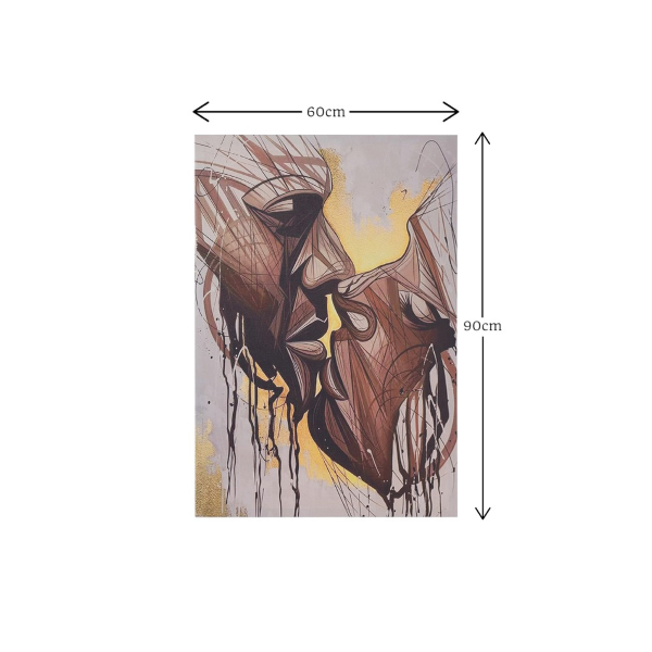 Quadro moderno verticale su tela 60x90 cm con rappresentazione bacio astratto