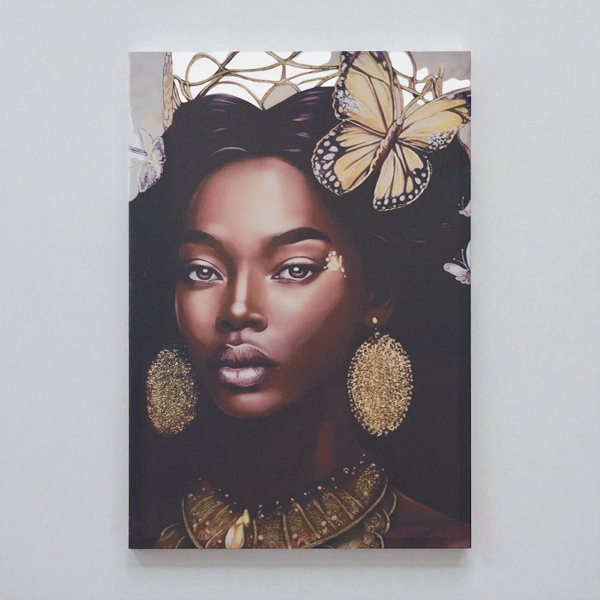 Quadro moderno verticale su tela 60x90 cm con ritratto donna africana