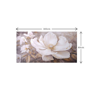 Quadro tela moderno 80x160 cm floreale con decori in oro