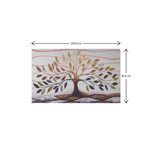 Quadro tela moderno 80x160 cm Albero Della Vita con dettagli in argento e oro