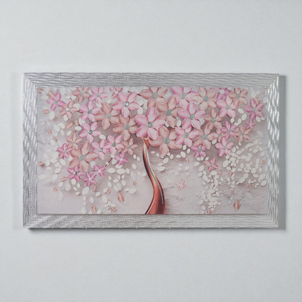 Quadro su tela moderno 72X132 cm tema Albero Della Vita con cornice in legno decorata