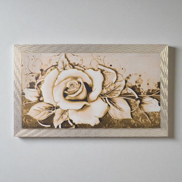 Peinture sur toile moderne 72X132 cm Thème floral avec cadre en bois décoré