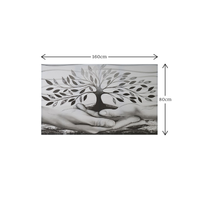 Quadro tela moderno 80x160 cm Albero Della Vita con dettagli in argento