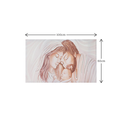 Quadro in tela 50x100 cm tema Natività con particolari a rilievo