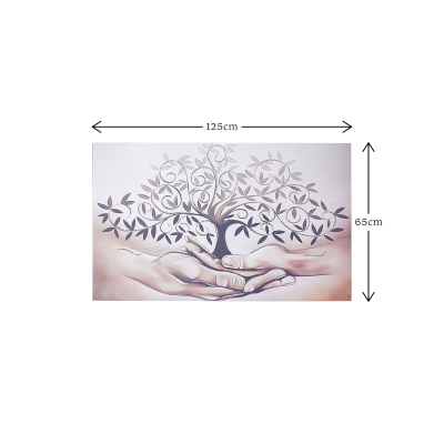 Quadro moderno in tela 65x125 cm tema Albero Della Vita con dettagli in argento