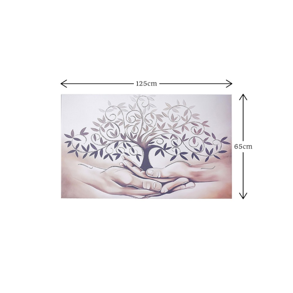 Quadro moderno in tela 65x125 cm tema Albero Della Vita con dettagli in argento