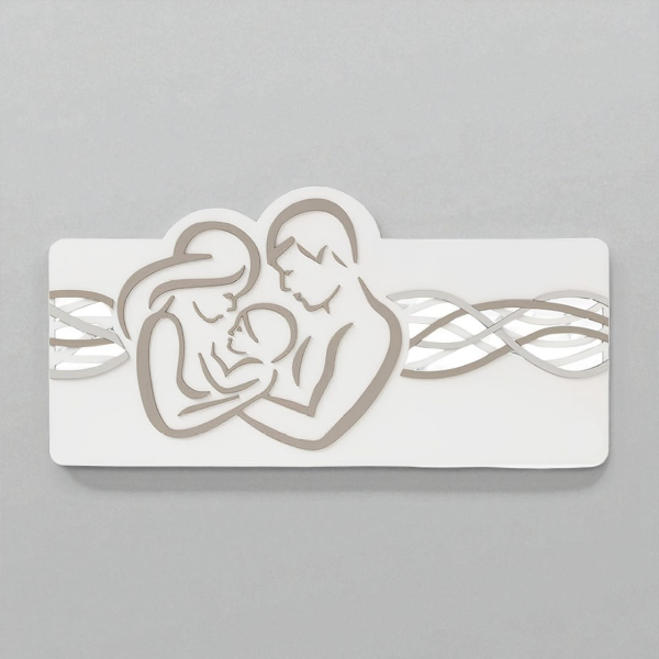 Capezzale quadro 59x119 cm legno laminato Sacra Famiglia Tortora