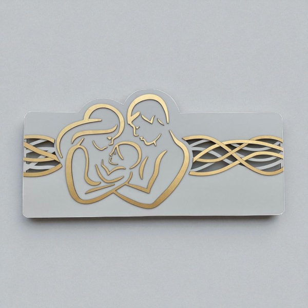 Capezzale quadro 59x119 cm legno laminato Sacra Famiglia Oro