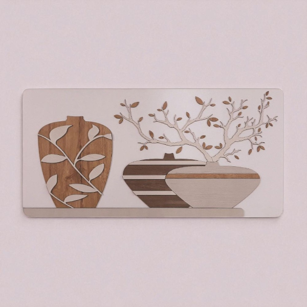 Quadro moderno con figura lavorata a legni sovrapposti 59x119 cm