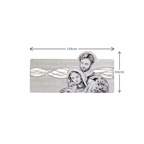 Quadro 59x119 cm Sacra Famiglia legno laminato figura stampata Argento