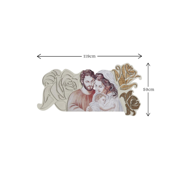 Capezzale moderno Sacra Famiglia 59x119 cm legno laminato Modello 2