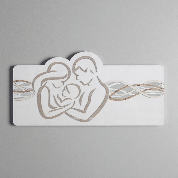 Capezzale quadro 59x119 cm legno laminato Sacra Famiglia Bianco