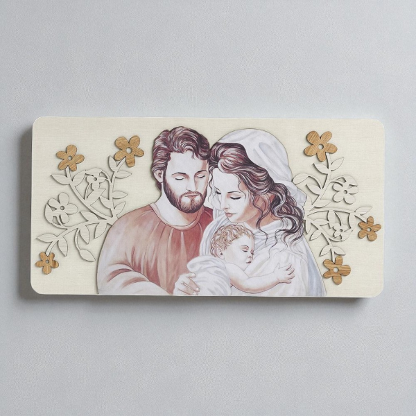 Capezzale moderno Sacra Famiglia 59x119 cm legno laminato Modello 1