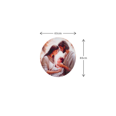 Quadro in vetro temperato D65 cm moderno Bianco - Sacra Famiglia