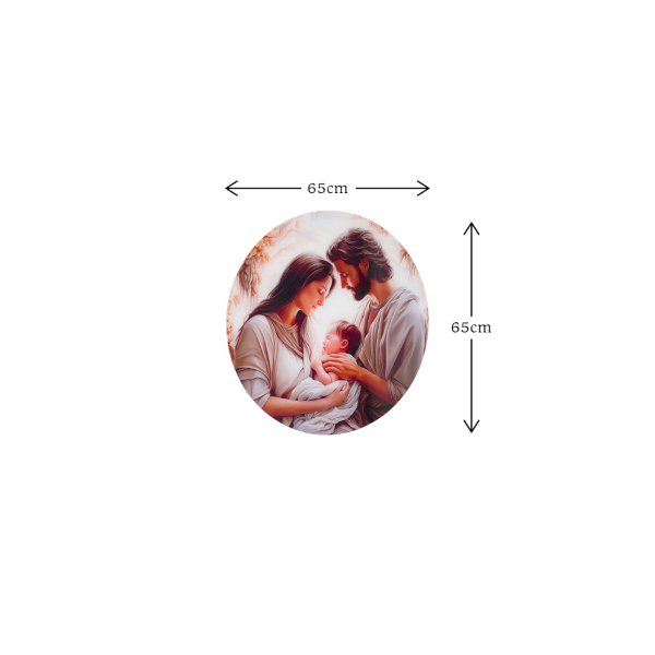 Quadro in vetro temperato D65 cm moderno Bianco - Sacra Famiglia