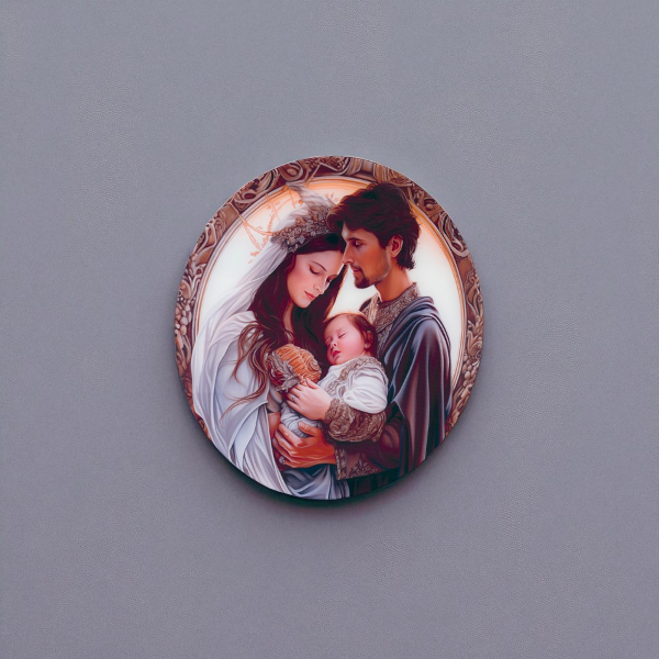 Quadro in vetro temperato D65 cm moderno Colorato - Sacra Famiglia