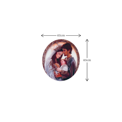 Quadro in vetro temperato D65 cm moderno Colorato - Sacra Famiglia