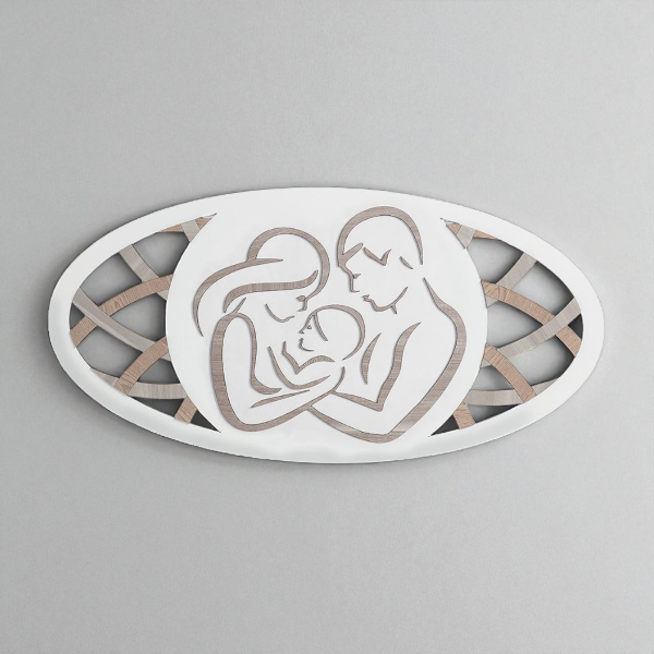 Sacra famiglia capezzale 59x119 cm in legno laminato