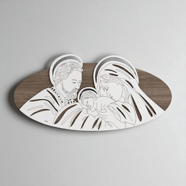 Capezzale 59x119 cm moderno Santa Famiglia legno laminato Modello 1