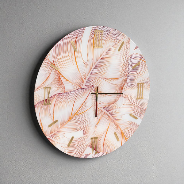 Orologio rotondo in vetro temperato D65 cm con disegno floreale Viola -  LIXI