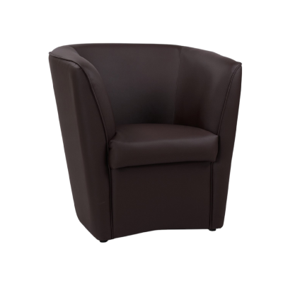 Fauteuil VALENTINA en similicuir couleur unie MARRON FONCE