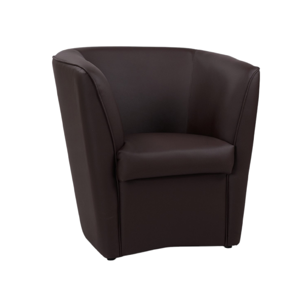 Fauteuil VALENTINA en similicuir couleur unie MARRON FONCE