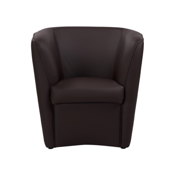 Fauteuil VALENTINA en similicuir couleur unie MARRON FONCE