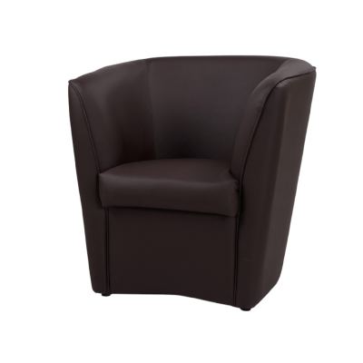 Fauteuil VALENTINA en similicuir couleur unie MARRON FONCE
