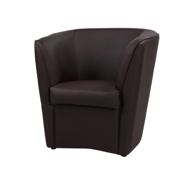 Fauteuil VALENTINA en similicuir couleur unie MARRON FONCE