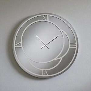 Orologio Rotondo D60 cm in Kristall geräuchert und dekoriert Argento CAIUS