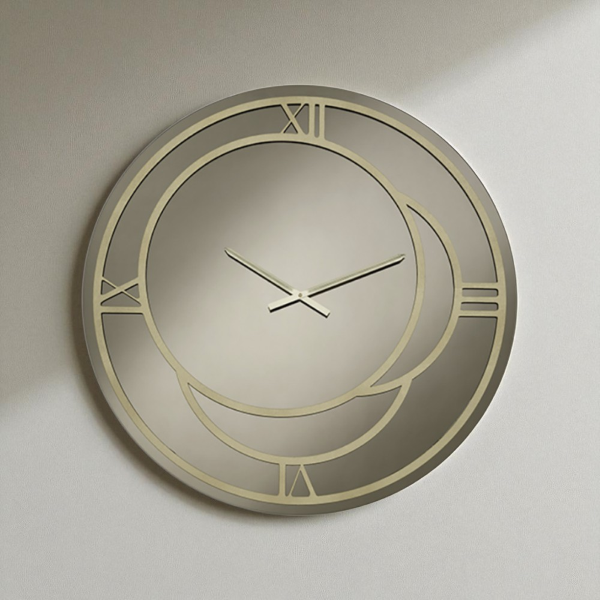 Orologio rotondo D60 cm in cristallo Bronzo e dettagli Oro CAIUS