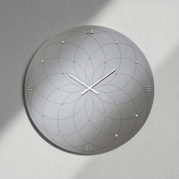 Orologio KYLE rotunda D80 cm in crystal Fumè and numeri Argento