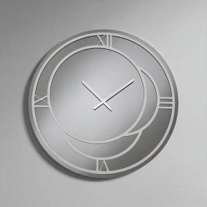 Orologio Rotondo D80 cm in Kristall geräuchert und dekoriert Argento CAIUS